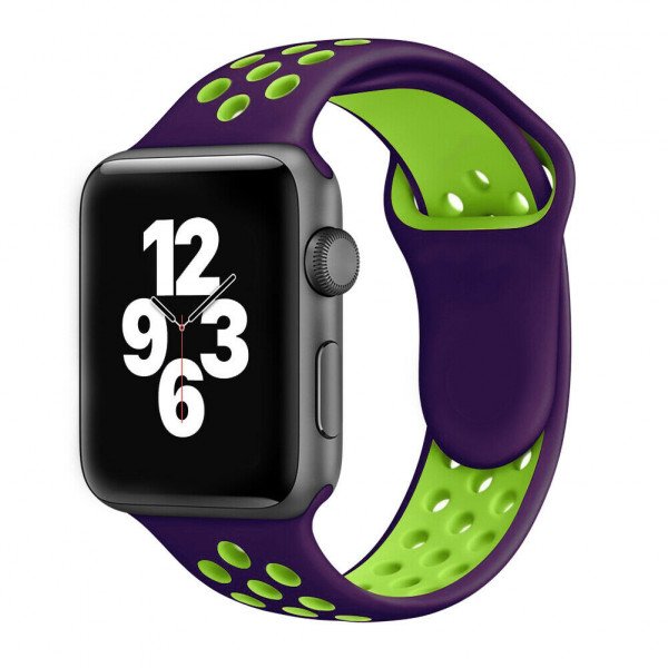 Wholesale Breathable Sport Strap Wristband Replacement for Apple Watch Series 8/7/6/5/4/3/2/1/SE - 41MM/40MM/38MM (Purple Green)